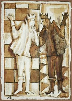 Marina Kalinovsky - Two Armies are Mirror Images - ink and black tea